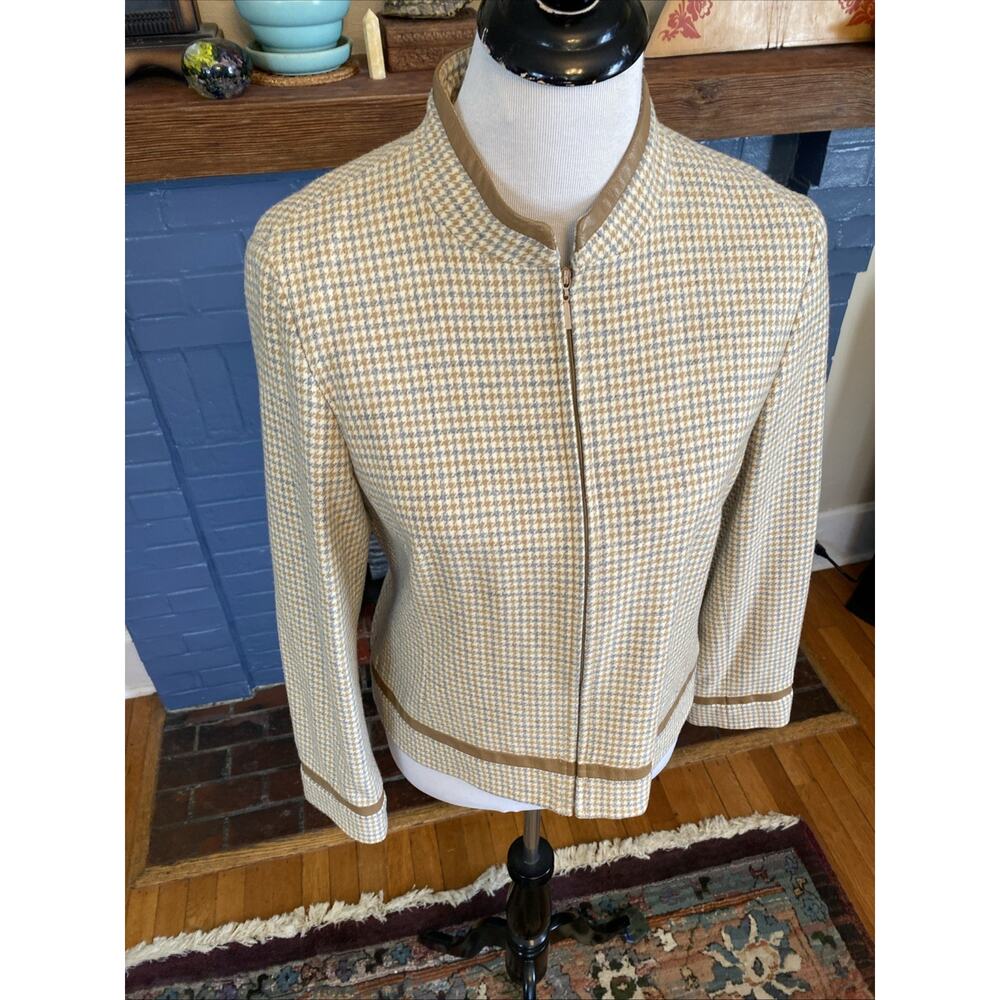 Pendleton Virgin Wool Jacket Petite 10 Beige Houn… - image 3